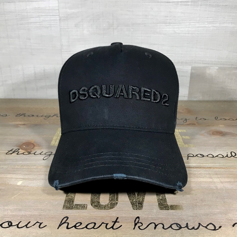 DSQUARED All BLACK Embroidered Baseball Cap Hat